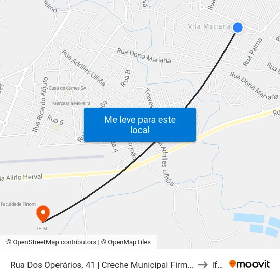 Rua Dos Operários, 41 | Creche Municipal Firmina Santana to Iftm map