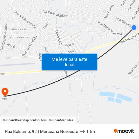 Rua Bálsamo, 92 | Mercearia Noroeste to Iftm map