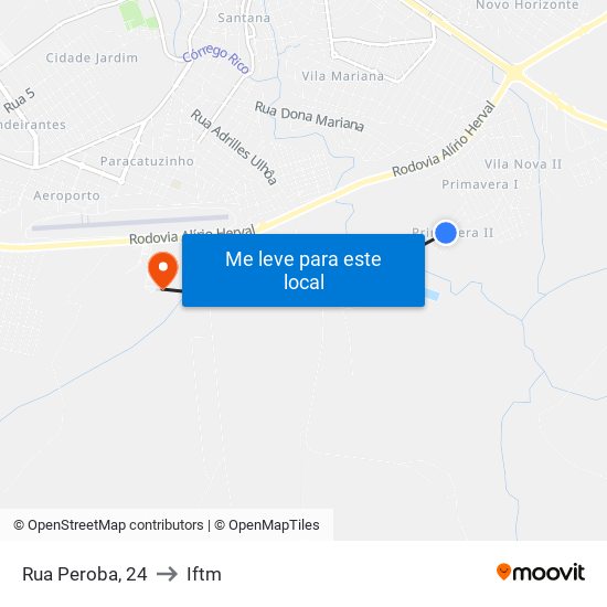 Rua Peroba, 24 to Iftm map