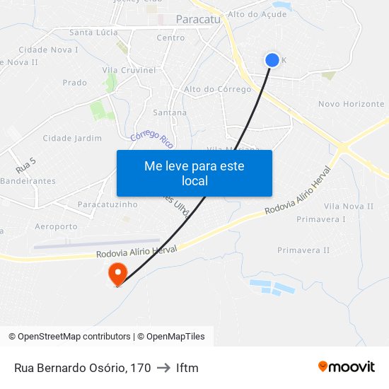 Rua Bernardo Osório, 170 to Iftm map