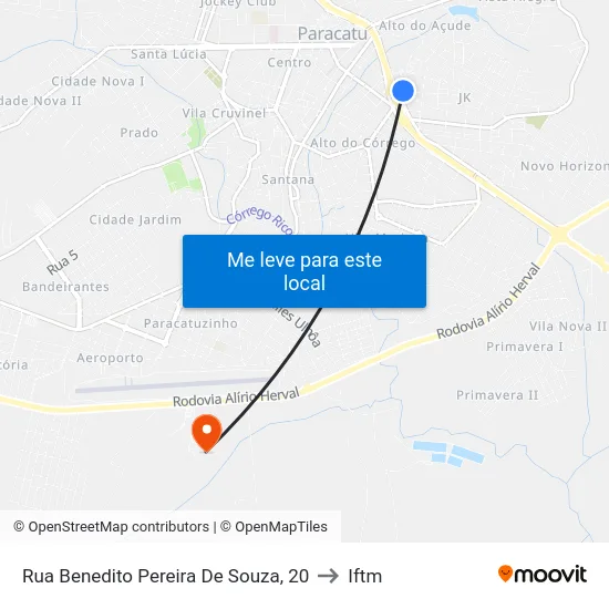 Rua Benedito Pereira De Souza, 20 to Iftm map