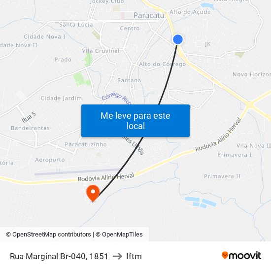 Rua Marginal Br-040, 1851 to Iftm map