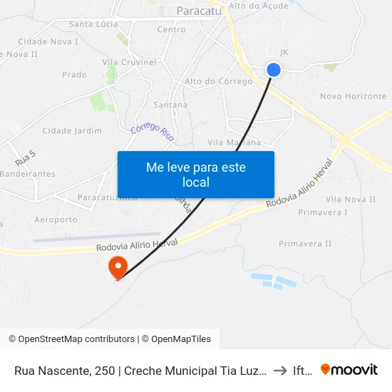 Rua Nascente, 250 | Creche Municipal Tia Luzia to Iftm map