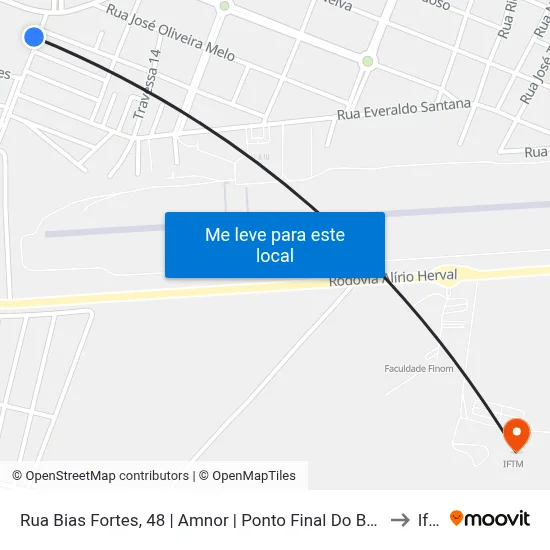 Rua Bias Fortes, 48 | Amnor | Ponto Final Do Bairro Aeroporto to Iftm map