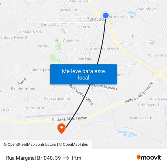 Rua Marginal Br-040, 39 to Iftm map
