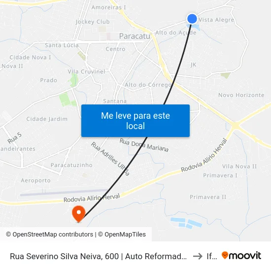 Rua Severino Silva Neiva, 600 | Auto Reformadora Santa Teresinha to Iftm map