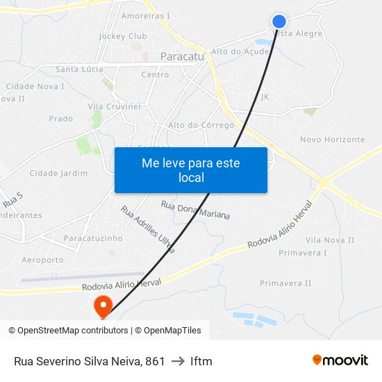 Rua Severino Silva Neiva, 861 to Iftm map