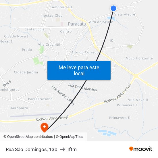 Rua São Domingos, 130 to Iftm map