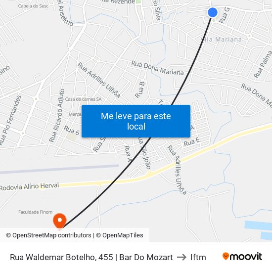 Rua Waldemar Botelho, 455 | Bar Do Mozart to Iftm map