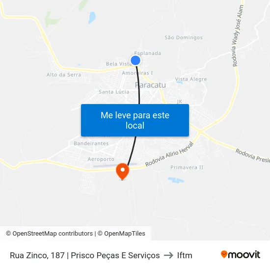 Rua Zinco, 187 | Prisco Peças E Serviços to Iftm map