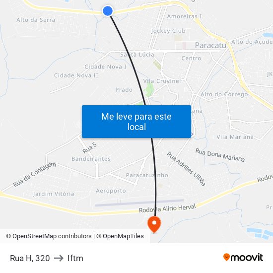 Rua H, 320 to Iftm map