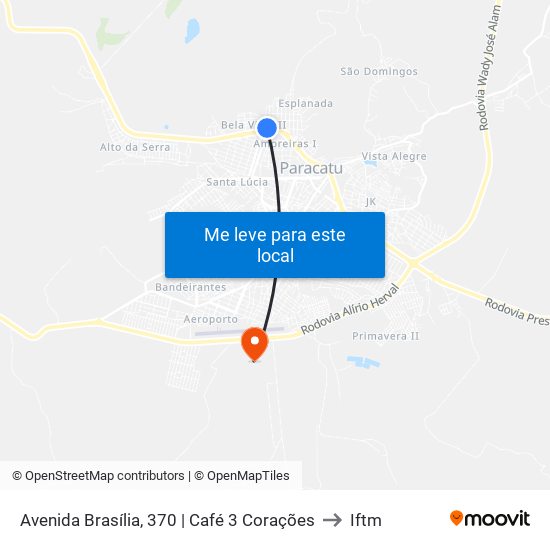 Avenida Brasília, 370 | Café 3 Corações to Iftm map