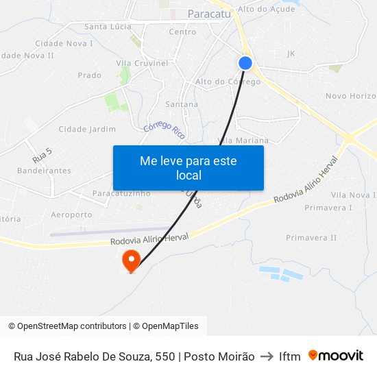 Rua José Rabelo De Souza, 550 | Posto Moirão to Iftm map