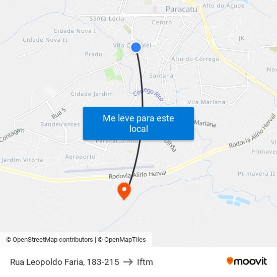 Rua Leopoldo Faria, 183-215 to Iftm map