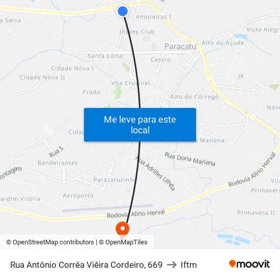 Rua Antônio Corrêa Viêira Cordeiro, 669 to Iftm map
