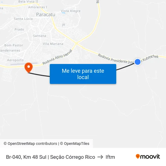 Br-040, Km 48 Sul | Seção Córrego Rico to Iftm map