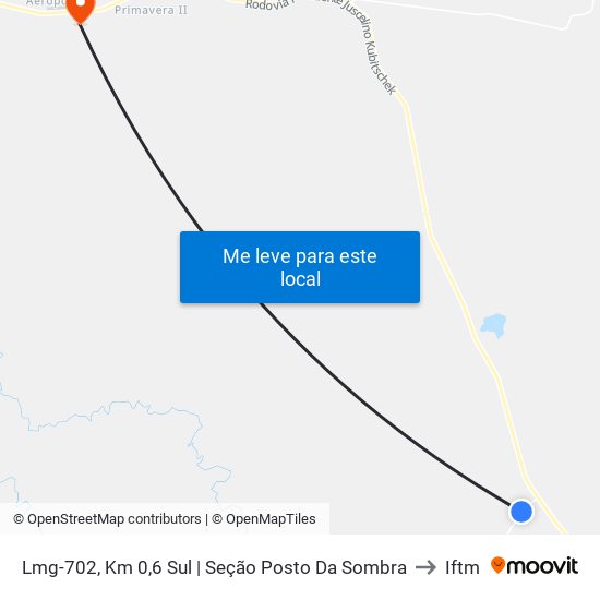 Lmg-702, Km 0,6 Sul | Seção Posto Da Sombra to Iftm map