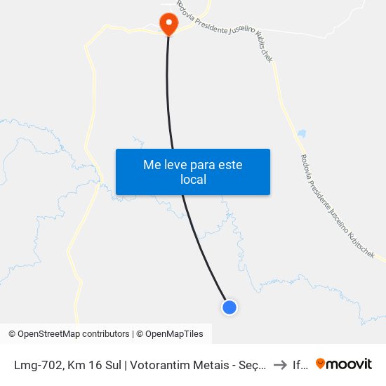 Lmg-702, Km 16 Sul | Votorantim Metais - Seção Morro Agudo to Iftm map