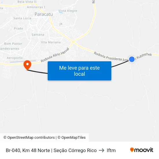 Br-040, Km 48 Norte | Seção Córrego Rico to Iftm map