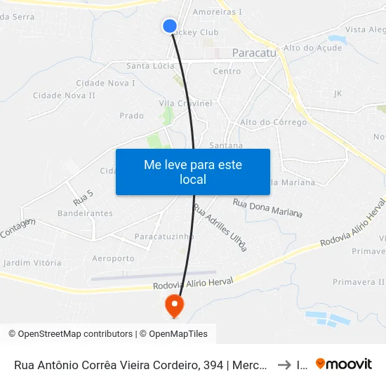Rua Antônio Corrêa Vieira Cordeiro, 394 | Mercearia Nossa Senhora Aparecida to Iftm map