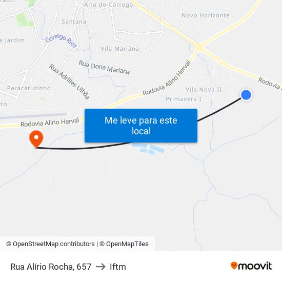Rua Alírio Rocha, 657 to Iftm map