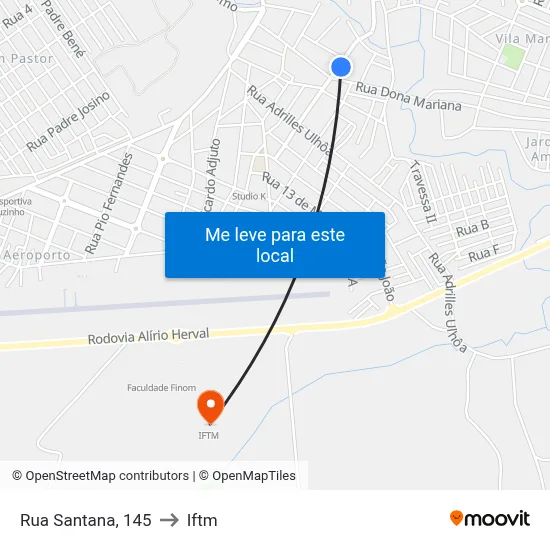 Rua Santana, 145 to Iftm map