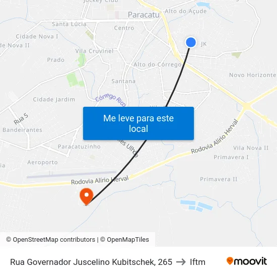 Rua Governador Juscelino Kubitschek, 265 to Iftm map