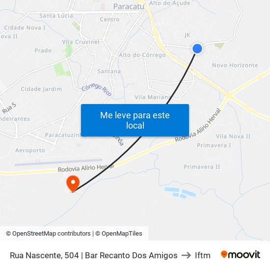 Rua Nascente, 504 | Bar Recanto Dos Amigos to Iftm map