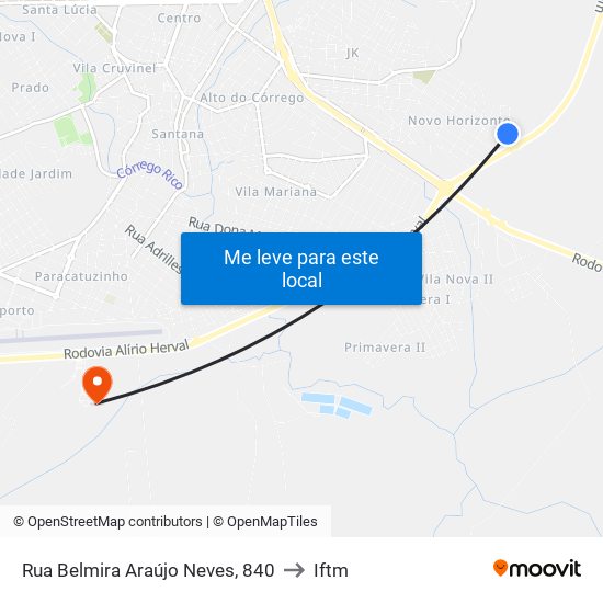 Rua Belmira Araújo Neves, 840 to Iftm map