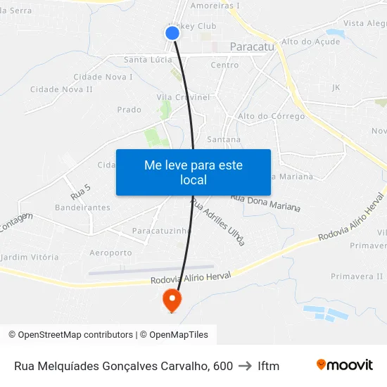 Rua Melquíades Gonçalves Carvalho, 600 to Iftm map