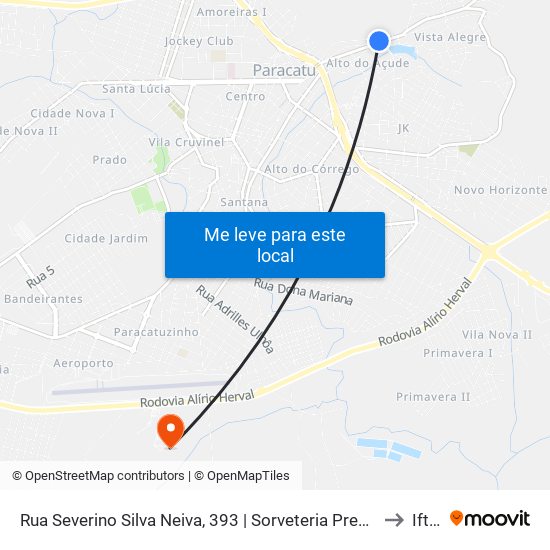 Rua Severino Silva Neiva, 393 | Sorveteria Prestígio to Iftm map