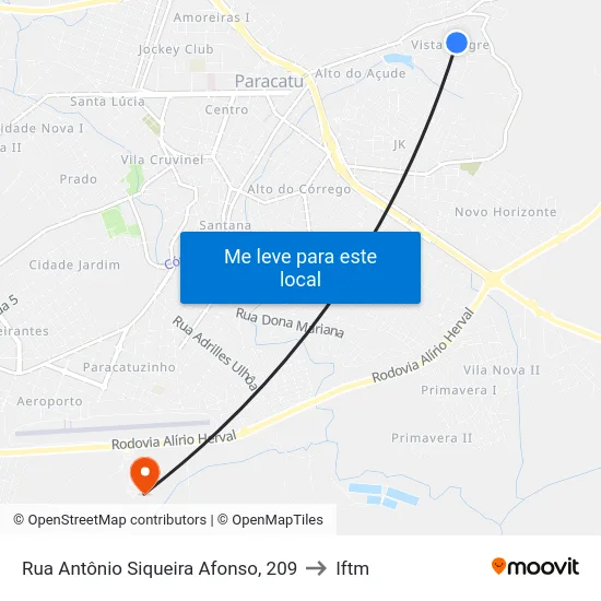 Rua Antônio Siqueira Afonso, 209 to Iftm map