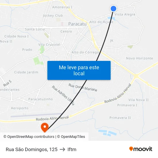 Rua São Domingos, 125 to Iftm map