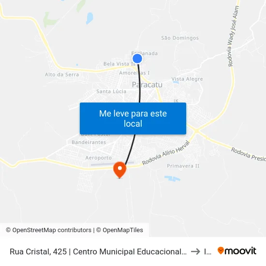 Rua Cristal, 425 | Centro Municipal Educacional Coraci Meireles De Oliveira to Iftm map