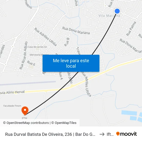 Rua Durval Batista De Oliveira, 236 | Bar Do Gaúcho to Iftm map