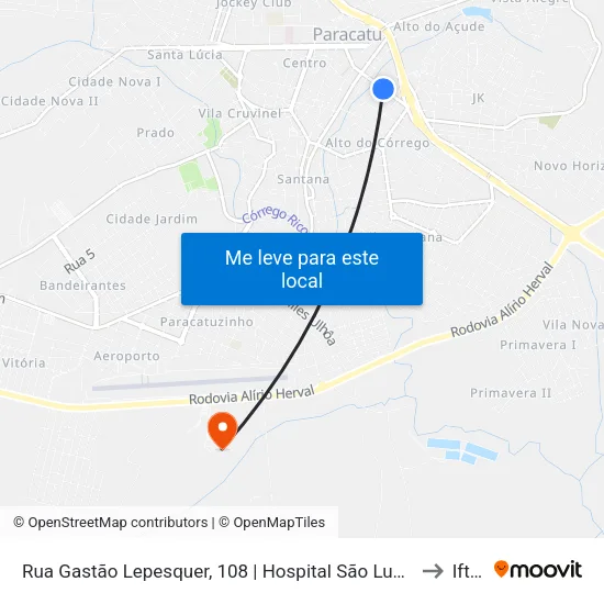 Rua Gastão Lepesquer, 108 | Hospital São Lucas to Iftm map