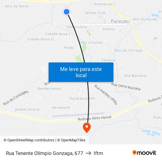 Rua Tenente Olímpio Gonzaga, 677 to Iftm map