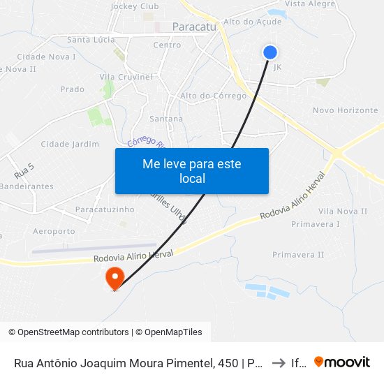 Rua Antônio Joaquim Moura Pimentel, 450 | Posto De Saúde to Iftm map