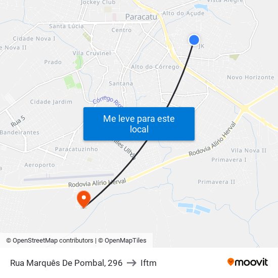 Rua Marquês De Pombal, 296 to Iftm map