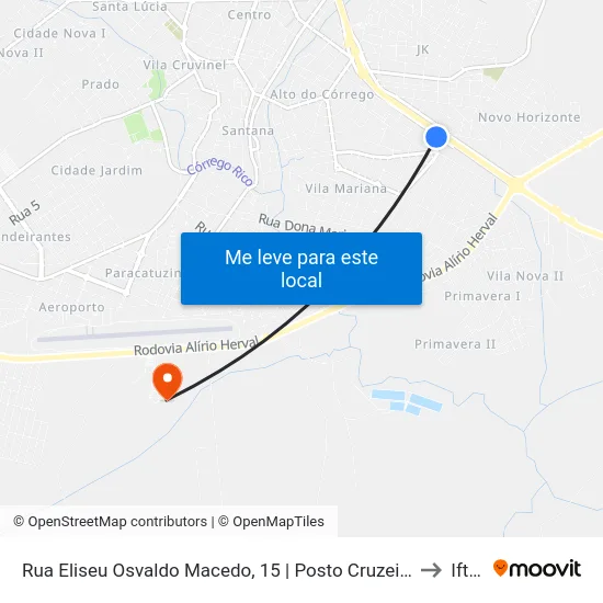Rua Eliseu Osvaldo Macedo, 15 | Posto Cruzeiro to Iftm map
