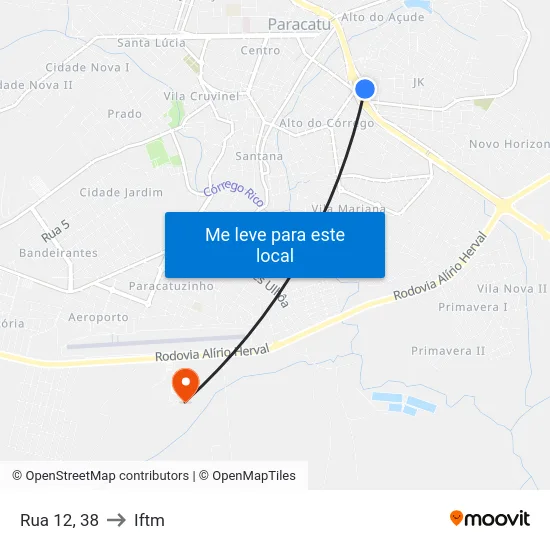 Rua 12, 38 to Iftm map
