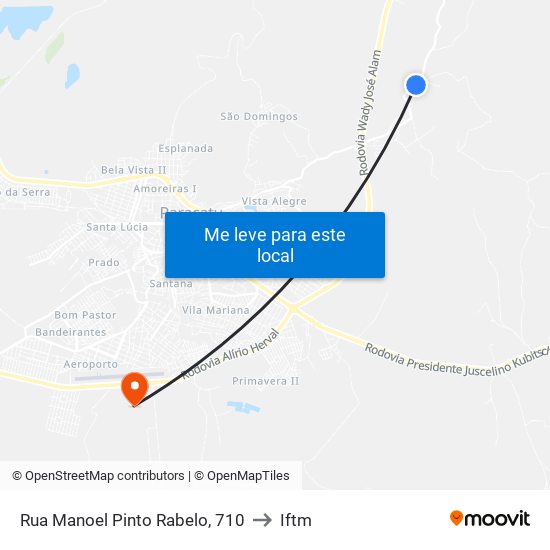 Rua Manoel Pinto Rabelo, 710 to Iftm map