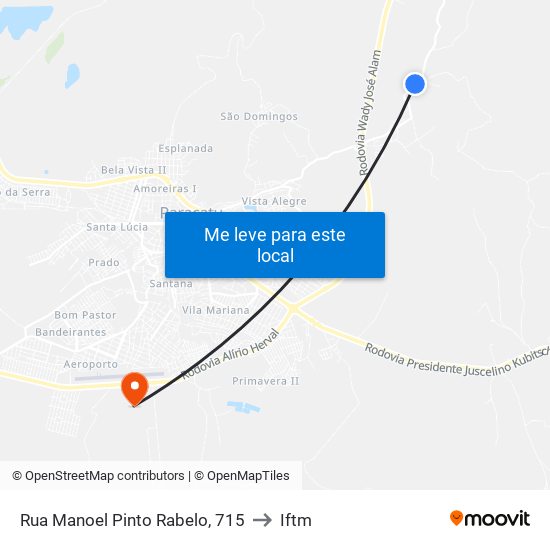 Rua Manoel Pinto Rabelo, 715 to Iftm map
