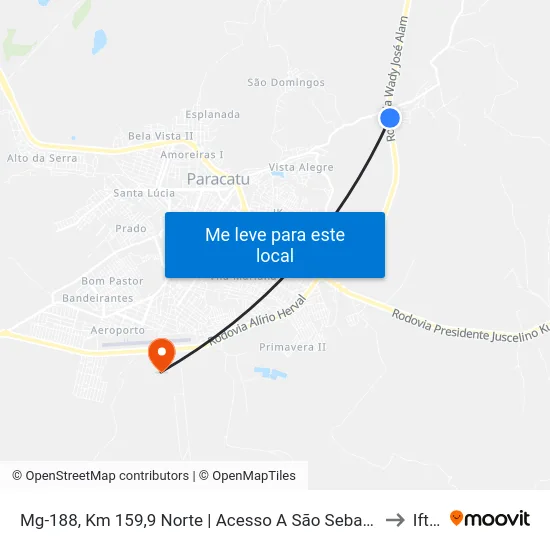 Mg-188, Km 159,9 Norte | Acesso A São Sebastião to Iftm map