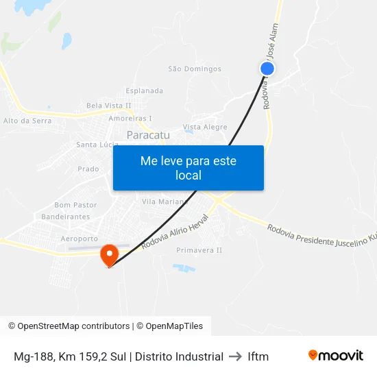 Mg-188, Km 159,2 Sul | Distrito Industrial to Iftm map