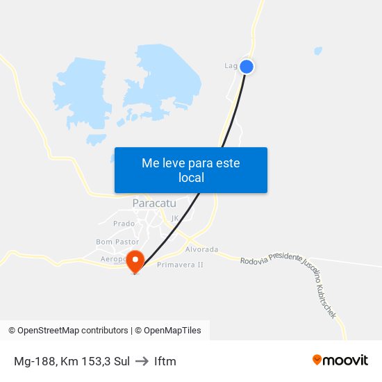 Mg-188, Km 153,3 Sul to Iftm map