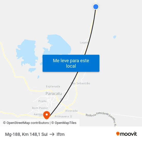 Mg-188, Km 148,1 Sul to Iftm map