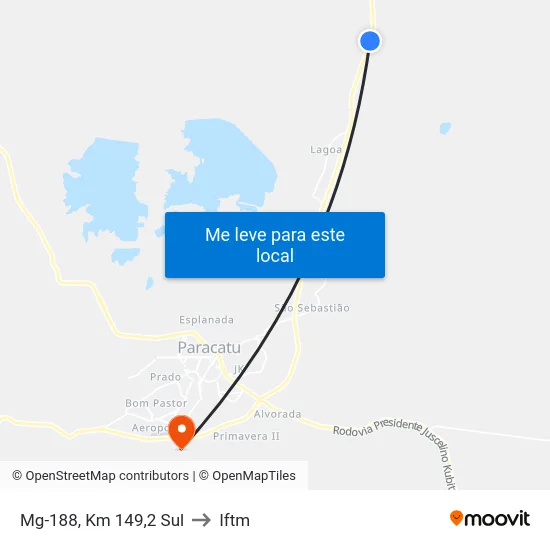 Mg-188, Km 149,2 Sul to Iftm map