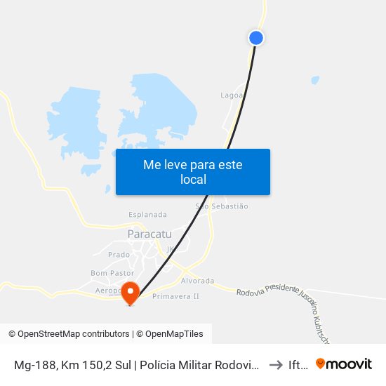 Mg-188, Km 150,2 Sul | Polícia Militar Rodoviária to Iftm map