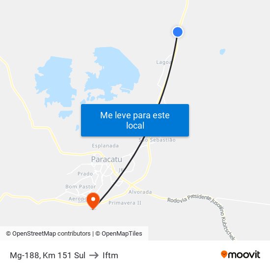 Mg-188, Km 151 Sul to Iftm map